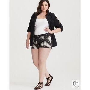 TORRID Denim Shorts Womens Size 10 Black Ink Splatter Grunge Summer Festival